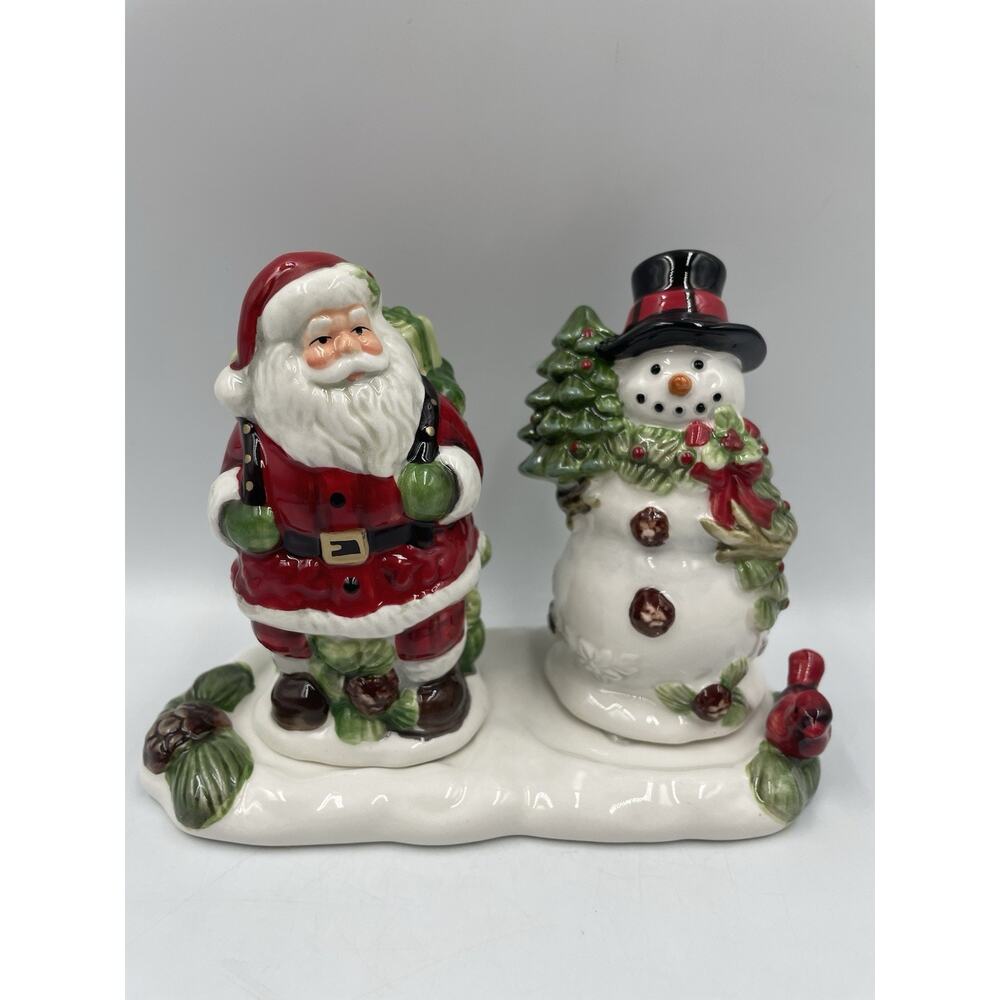 Corner Ruby Christmas Collection Salt Pepper Shakers Tray Set Ceramic NEW